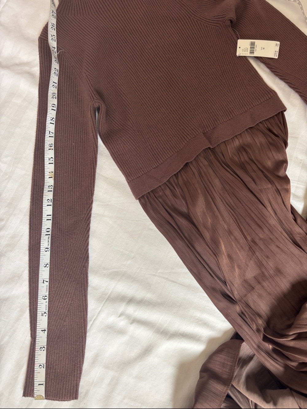 Anthropologie Brown Ribbed-Bodice Maxi Dress with Side Slit - Picture 12 of 14